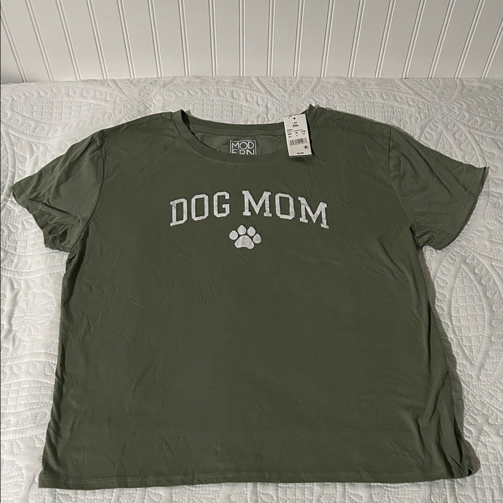 Dog Mom Olive Green T-Shirt Sz: xxl
